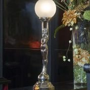 Art Deco Lamp. Female figure holding Globe.