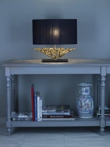 Unusual Lamp with gold basket effect base.