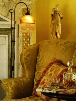 Antique style lamp with beaded fringe