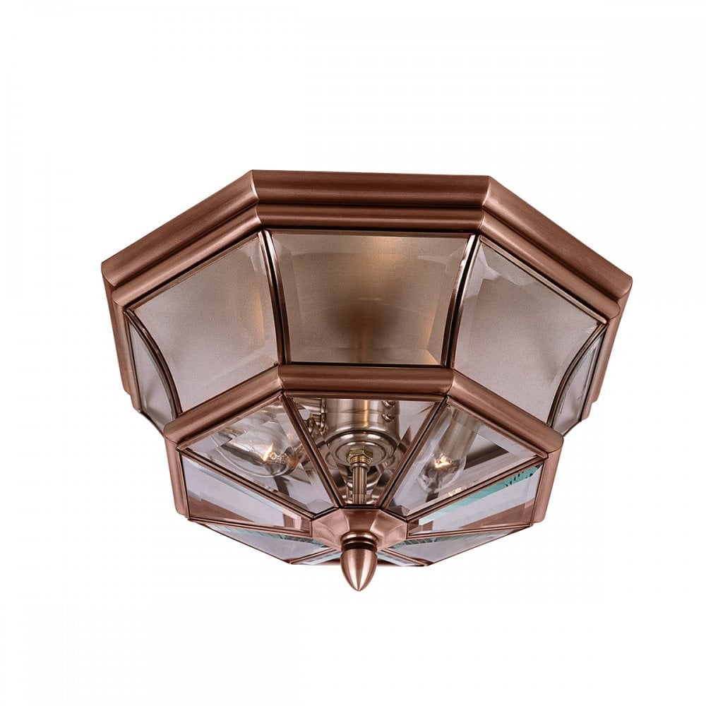 Copper flush mounted outdoor light.
