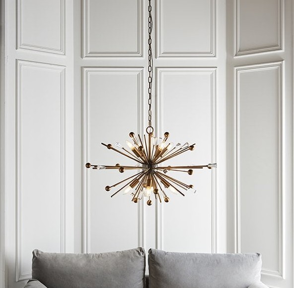 pendant light hanging over a sofa