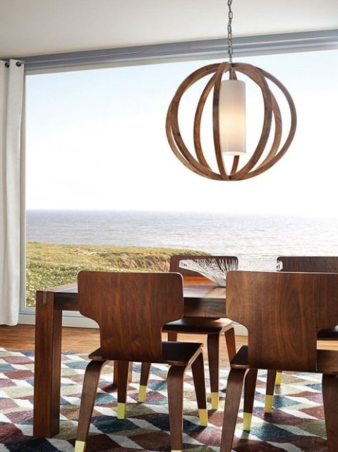 Wooden oversized ceiling pendant