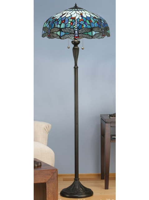tiffany shade standard lamp with pull cords