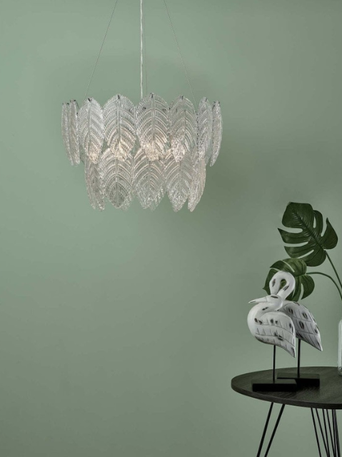 Art deco crystal leaf chandelier