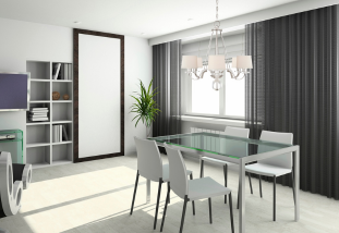 white chandelier over table with shades