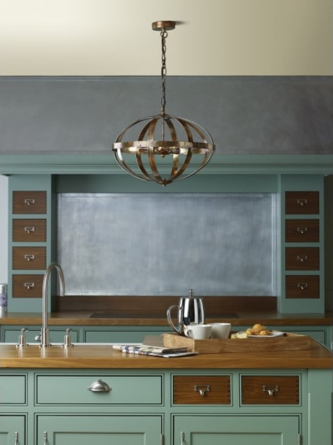 copper ceiling pendant in kitchen