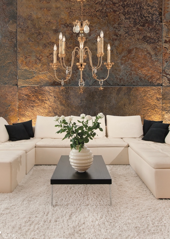 Rococo style chandelier in living room