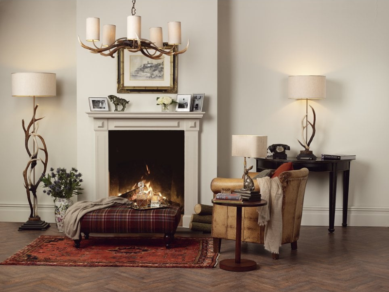 arts and crafts style antler lights