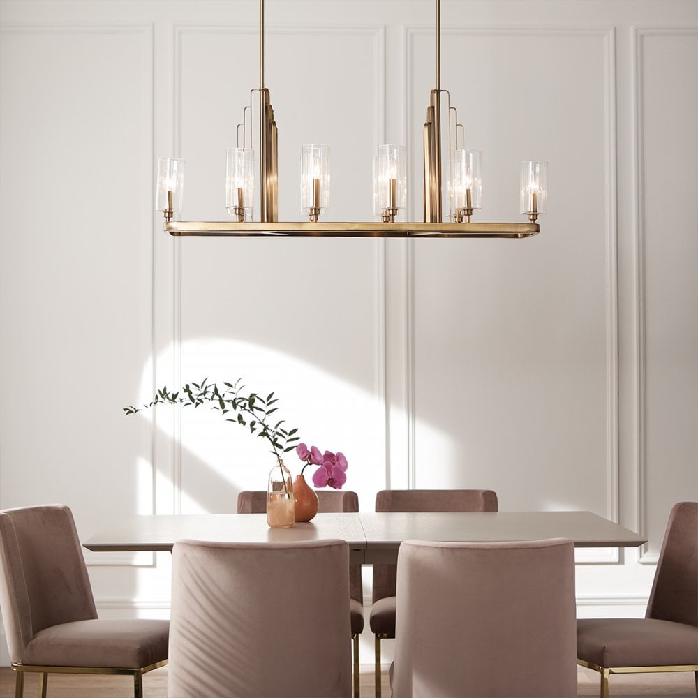 gold art deco bar pendant over table 
