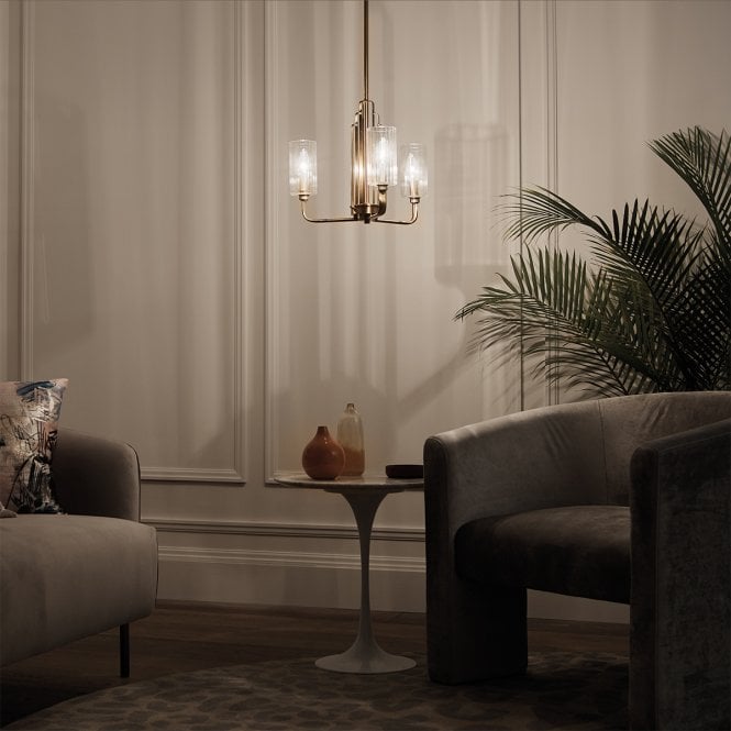 three light art deco candle chandelier