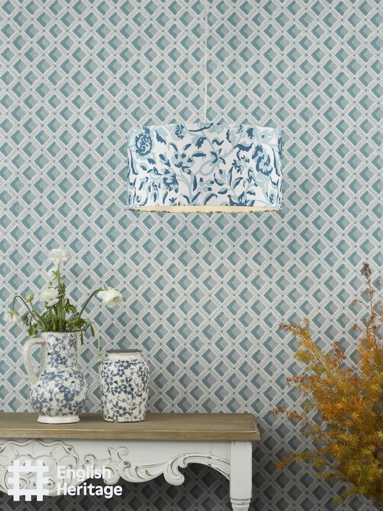 blue patterned ceiling lamp shade