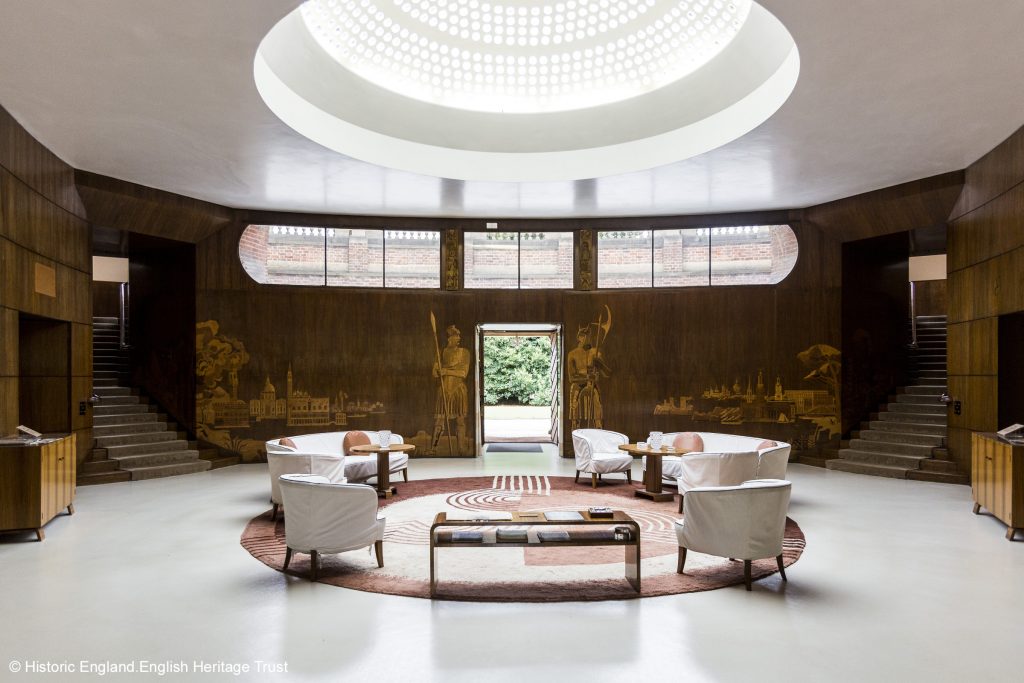 The dazzling circular entrance hall at Eltham Palace
