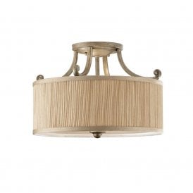 ABBEY semi-flush fitting ceiling light with pleated shade