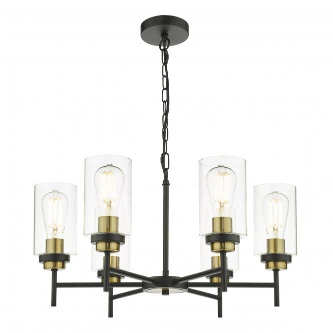 Abel Satin Black with Glass Shade Pendant 
