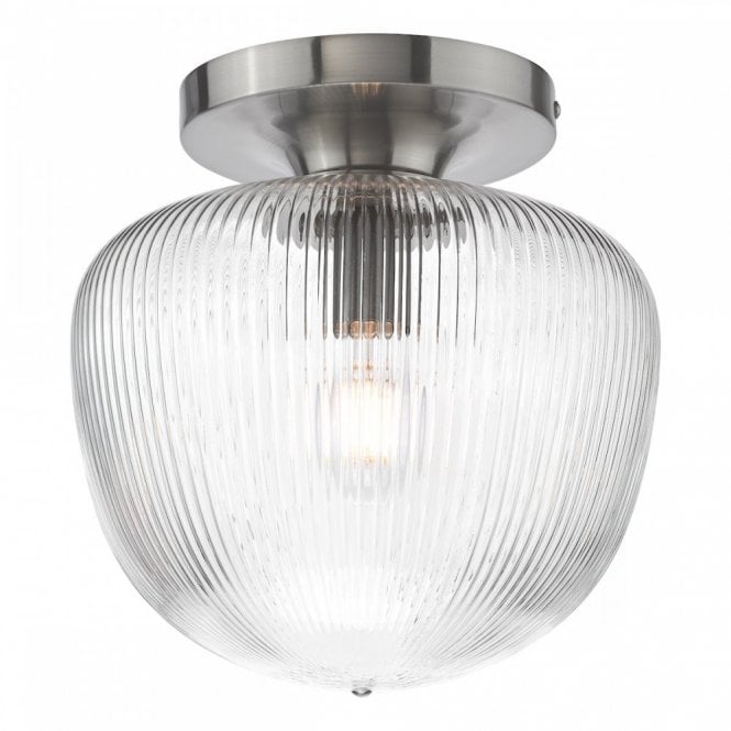 Abrielle Flush in Polished Nickel and Ribbed Glass