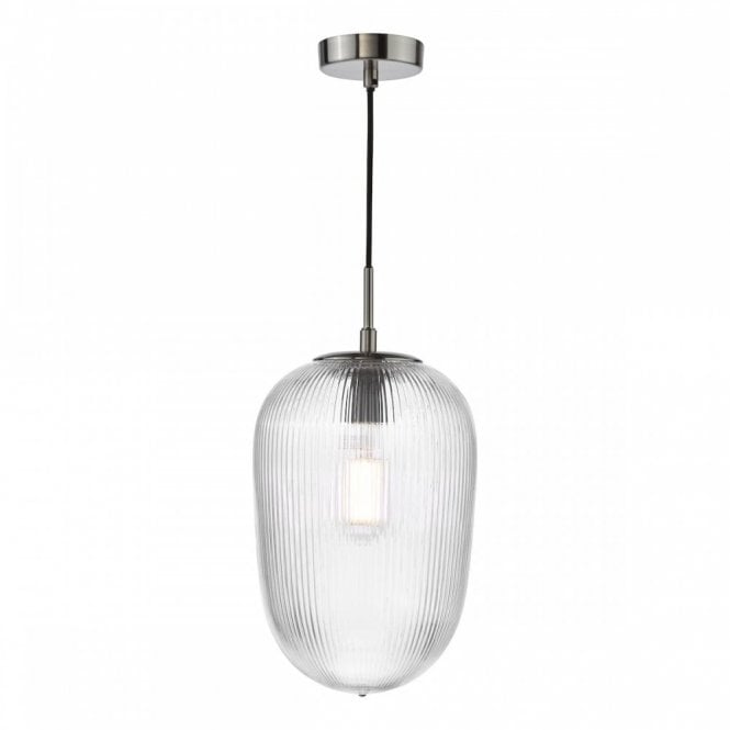 Abrielle Pendant in Polished Nickel and Ribbed Glass
