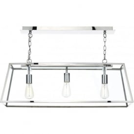 ACADEMY 3 light box pendant with stainless steel frame