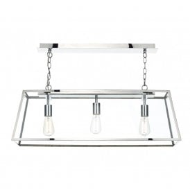 ACADEMY 3 light box pendant with stainless steel frame