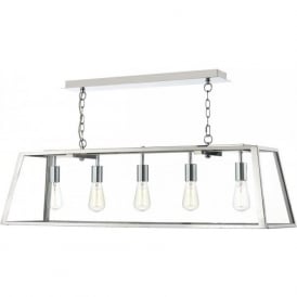ACADEMY 5 light box pendant with stainless steel frame