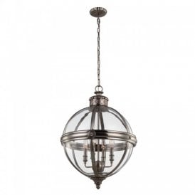 ADAMS Victorian glass globe ceiling pendant on antique nickel frame