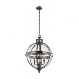ADAMS Victorian glass globe ceiling pendant on antique nickel frame