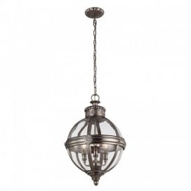 ADAMS Victorian style globe pendant light - antique nickel