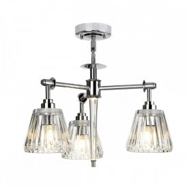 AGATHA IP44 3 arm chrome ceiling pendant with cut glass shades