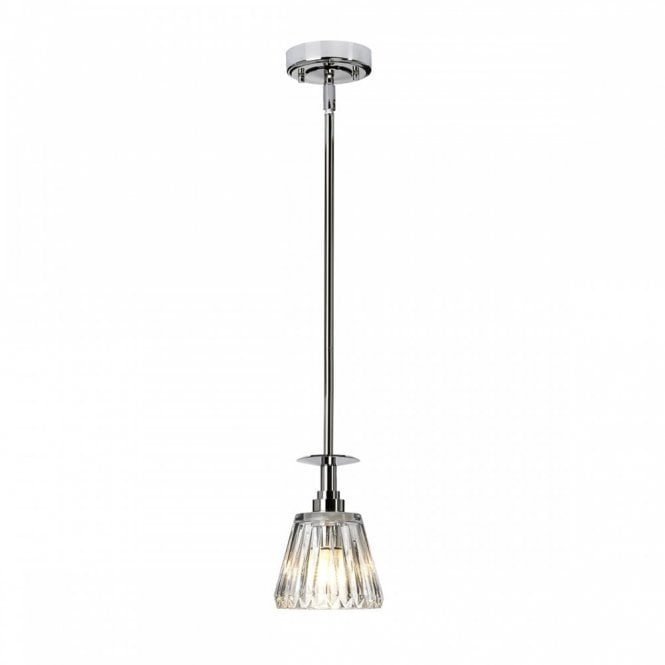 AGATHA IP44 chrome ceiling pendant with cut glass shade