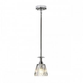 AGATHA IP44 chrome ceiling pendant with cut glass shade