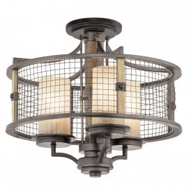 AHRENDALE dual mount pendant or flush fitting rustic ceiling light