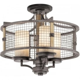 AHRENDALE dual mount pendant or flush fitting rustic ceiling light