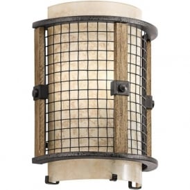 AHRENDALE single flush fitting curved wall light in rustic iron finish
