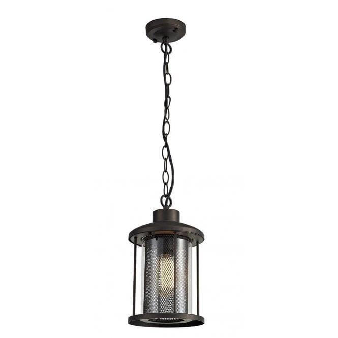 AIDAN antique bronze hanging porch lantern with mesh detailing