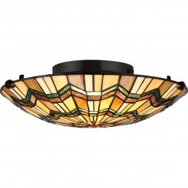 Tiffany Arts And Crafts Style Flush Fit Ceililng Light