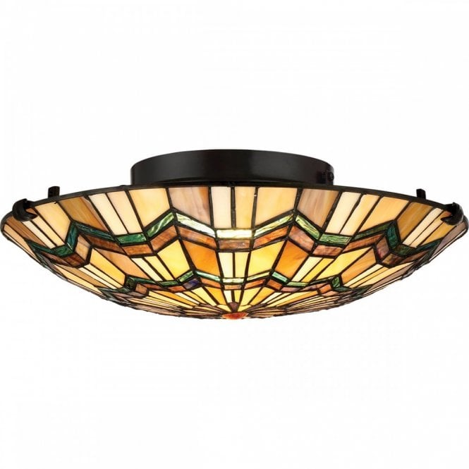 ALCOTT Tiffany Arts and Crafts style flush fit ceililng light