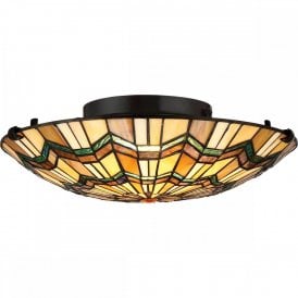 ALCOTT Tiffany Arts and Crafts style flush fit ceililng light