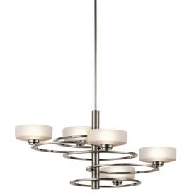 ALEEKA contemporary design pewter and opal glass hanging ceiling light