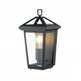 Black with clear glass panels outdoor wall light IP44 