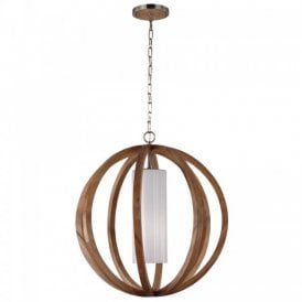 ALLIER chic rustic style large wooden ceiling pendant light
