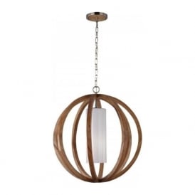 ALLIER chic rustic style large wooden ceiling pendant light