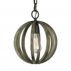 ALLIER chic rustic style wooden mini ceiling pendant light