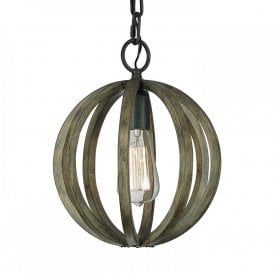 ALLIER chic rustic style wooden mini ceiling pendant light