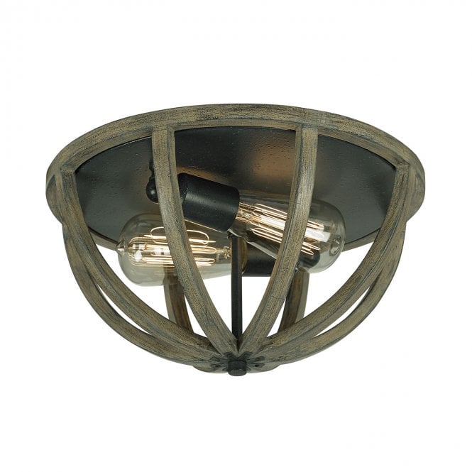 ALLIER updated rustic style flush fitting wooden ceiling light