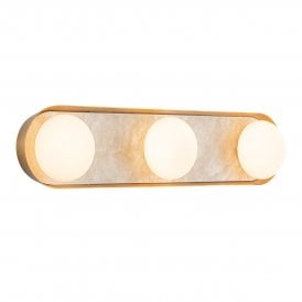 modern three light wall sconce in vintage brass and alabaster 