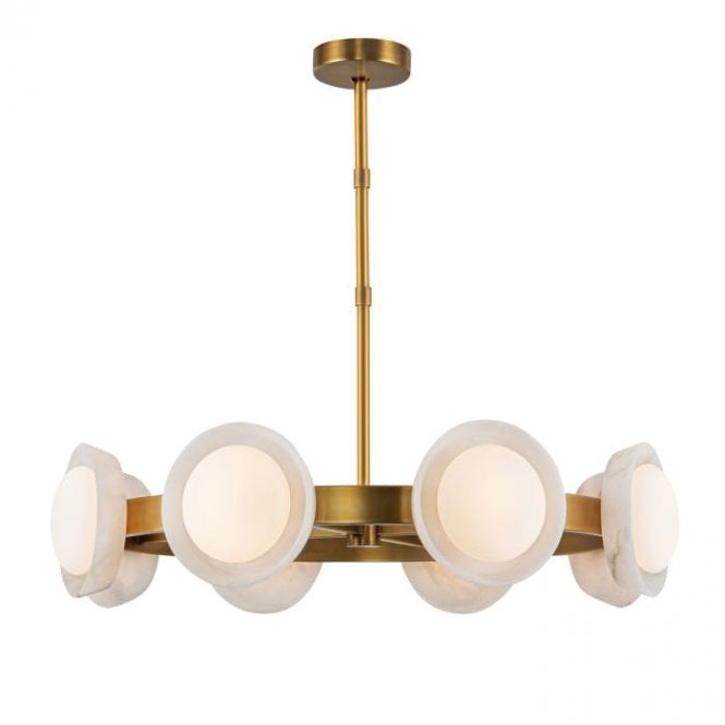 Alonso Vintage Brass 8 Light LED Chandelier Pendant