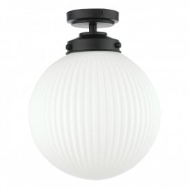 ALRIK Flush Matt Black Opal Glass IP44