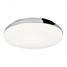ALTEA circular flush fitting opal glass bathroom ceiling light with chrome surround