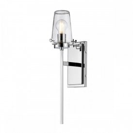 ALTON IP44 torchiere style wall light in chrome with seeded glass