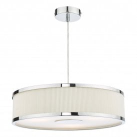 ALVARO 3 Light Single Pendant Polished Chrome Pleated Ivory Shade