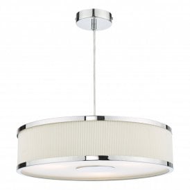 ALVARO 3 Light Single Pendant Polished Chrome Pleated Ivory Shade